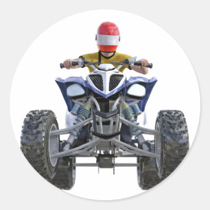 Quad Bike ATV Popping a Wheelie to the Front Classic Round Sticker