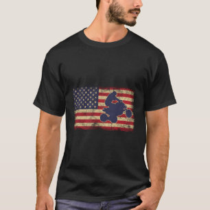 Quad Biker America Flag Atv Four Wheeler Quad Bike T-Shirt