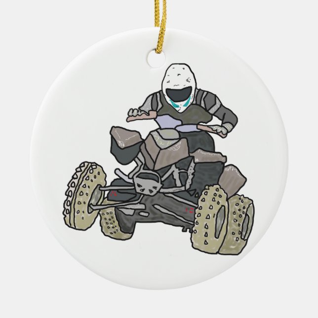 Quad Biking Ceramic Ornament (Front)