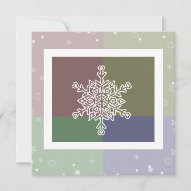 Quad Colour Snowflakes Invitation (Front)