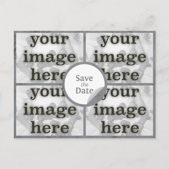 Quad Misty Grey Save the Date Postcard (Front)