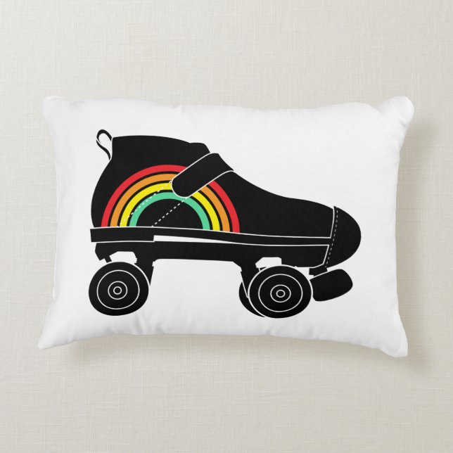 quad roller skate rainbow decorative cushion (Back)