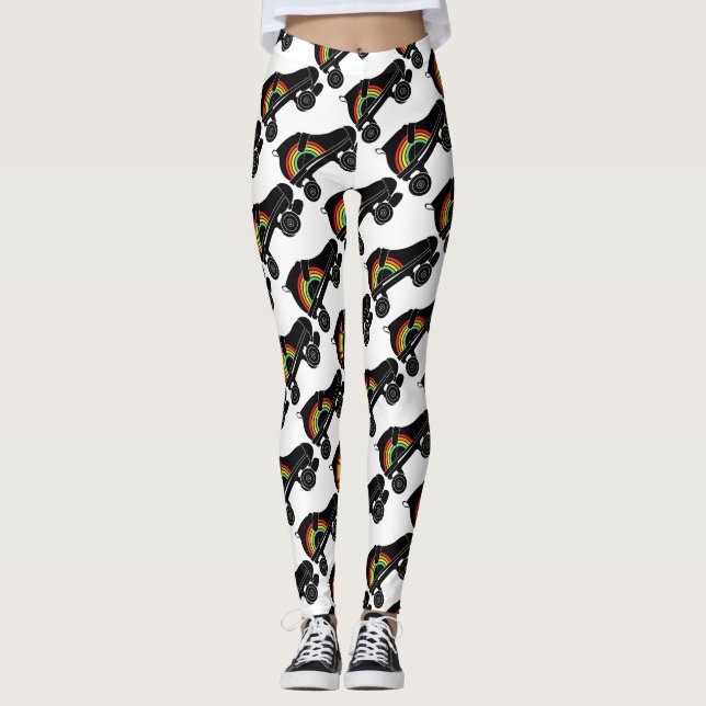 quad roller skate rainbow leggings (Front)