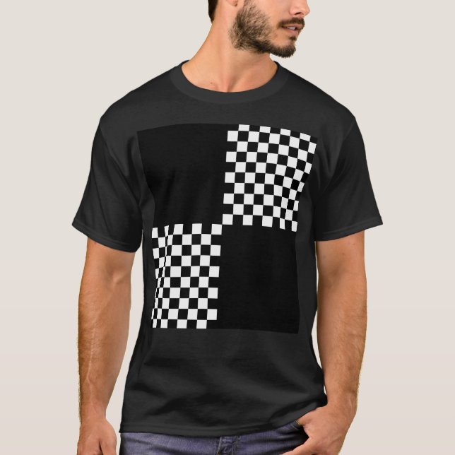 Quad Ska Black White Checked Pattern T-Shirt (Front)