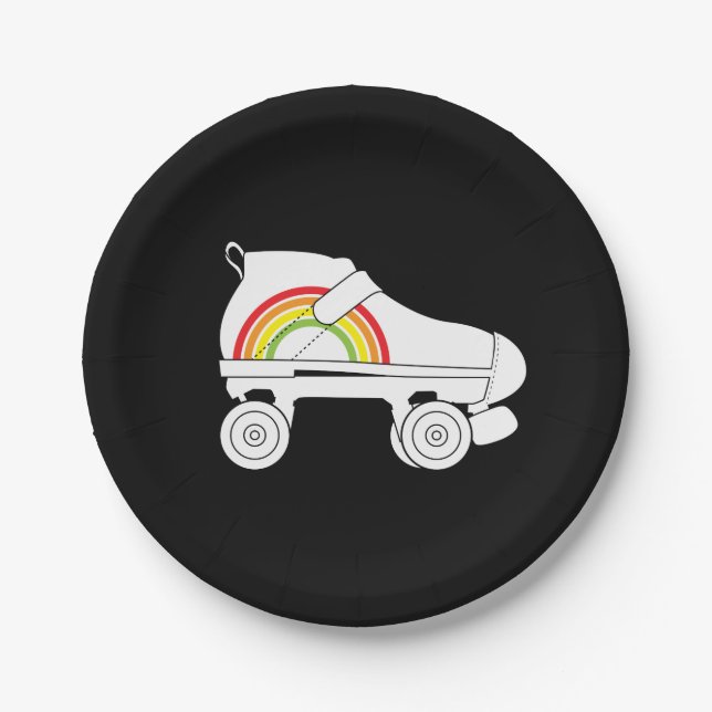 quad skate rainbow paper plate (Front)