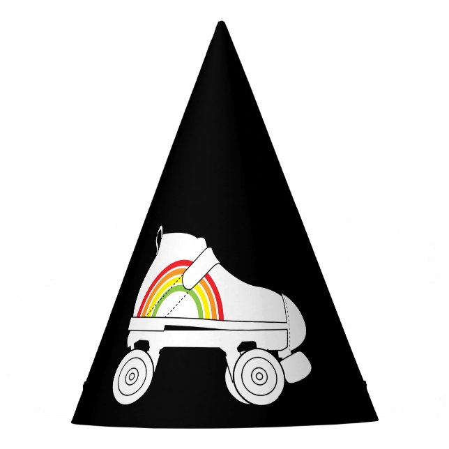 quad skate rainbow party hat (Front)