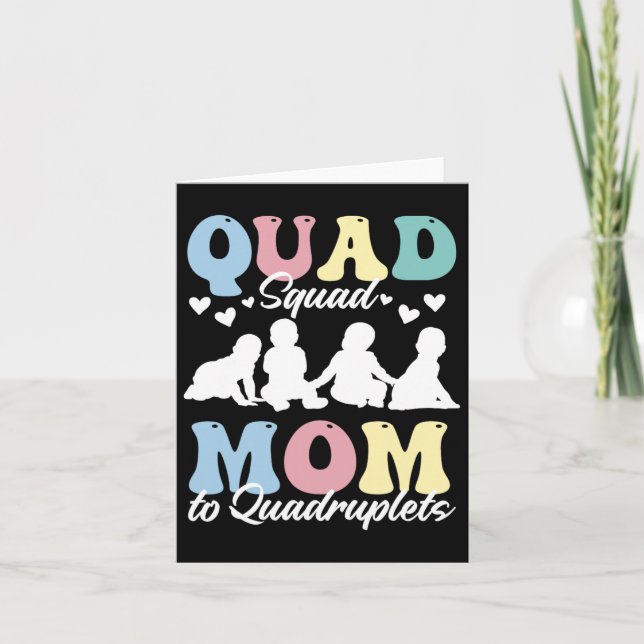 Quad Squad Mum To Quadruplets Mami Mama Mummy Moth Card (Front)