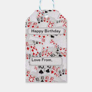 Quad Tens Poker Cards Layered, Gift Tags