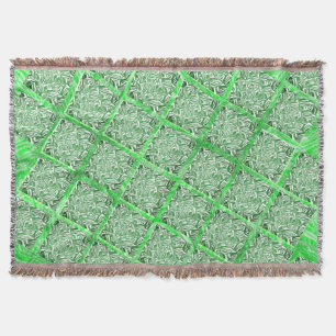 Quadradas, fake azulejo, fakes folhagens verdes. throw blanket