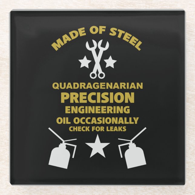 Quadragenarian Birthday Glass Coaster (Front)