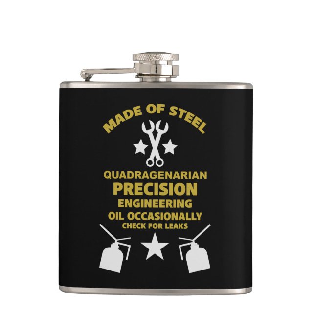 Quadragenarian Birthday Hip Flask (Front)