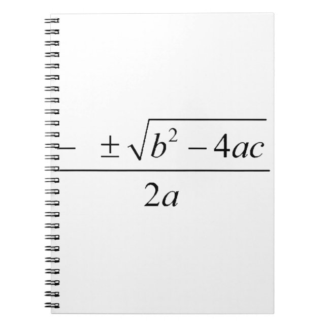 quadratic formula, geek, quadratic equation, notebook (Front)