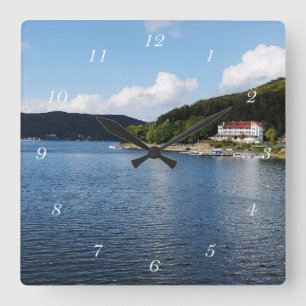 Quadratic Wanduhr Edersee in North Hessen Square Wall Clock