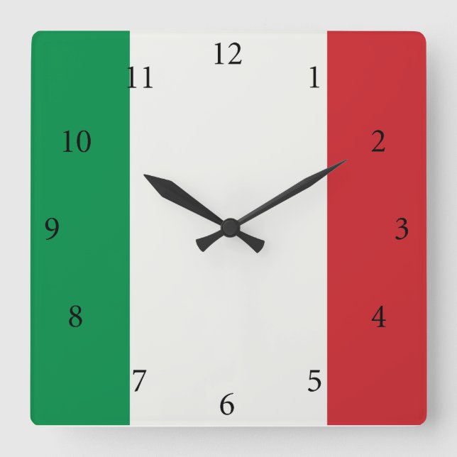 Quadratische Wanduhr Italien Fahne Square Wall Clock (Front)