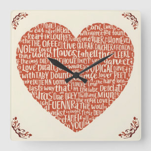Quadratische Wanduhr LOVE Square Wall Clock