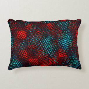 Quadriculados riscados em azul claro, cor vermelho decorative cushion