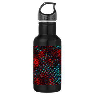 Quadriculados riscados em azul claro e vermelho. 532 ml water bottle
