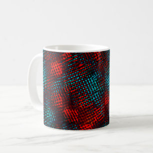Quadriculados riscados em vermelho e azul claro. coffee mug