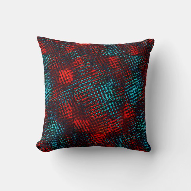 Quadriculados riscados em vermelho e azul claro. cushion (Front)