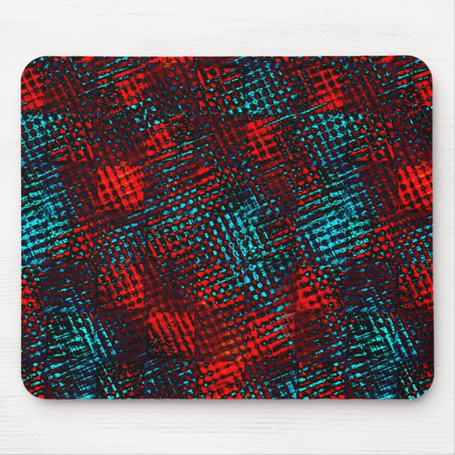 Quadriculados riscados em vermelho e azul claro. mouse pad (Front)