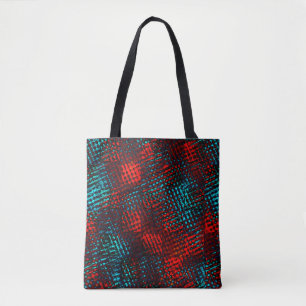 Quadriculados riscados em vermelho e azul claro. tote bag