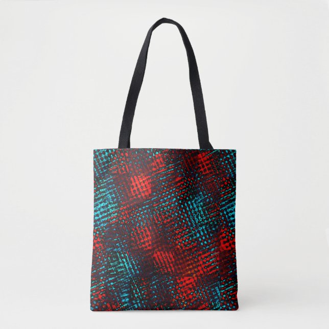 Quadriculados riscados em vermelho e azul claro. tote bag (Front)