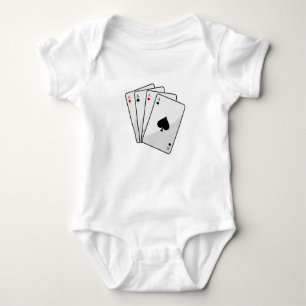 Quadruplets Aces Poker cards at Poker Baby Bodysuit