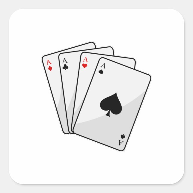 Quadruplets Aces Poker cards at Poker Square Sticker (Front)