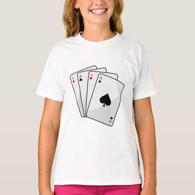Quadruplets Aces Poker cards at Poker T-Shirt (Front)