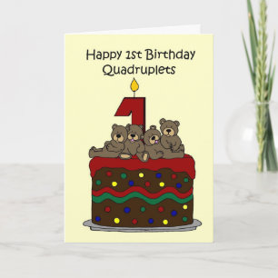 Quadruplets first birthday card