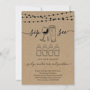 Quadruplets Sip & See Wine & Beer Toast Invitation