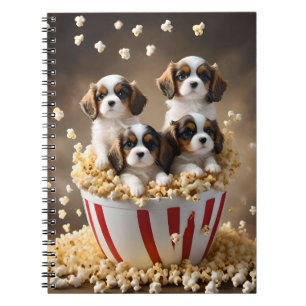 Quads Cavalier Spaniel Puppies In The Popcorn, Notebook