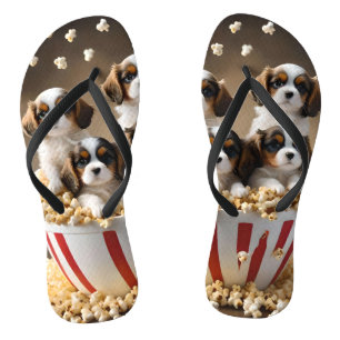 Quads Cavalier Spaniel Puppies In The Popcorn, Thongs