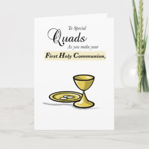 Quads First Communion Gold Chalice, Paten Card