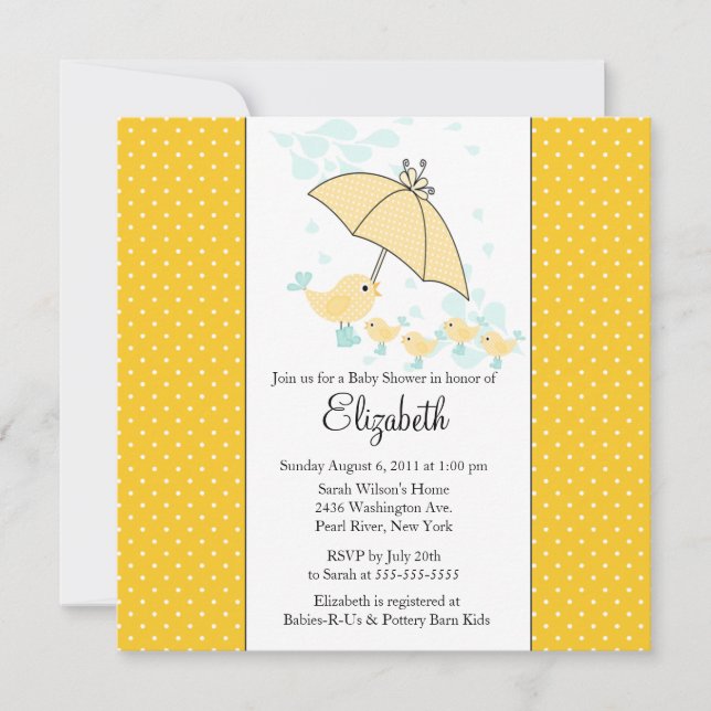 QUADS Mum & Baby Bird Baby Shower Invitation (Front)