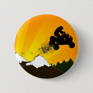 quads. orange sunset. 6 cm round badge
