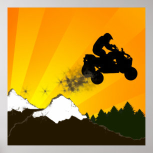 quads. orange sunset. poster