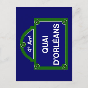 Quai d'Orleans, Paris Street Sign Postcard