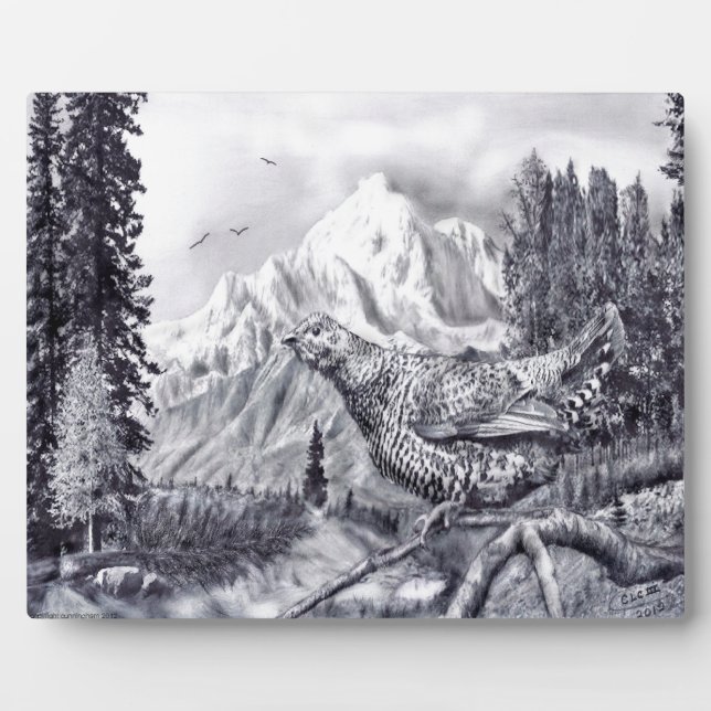 Quail and Mountains Plaque (Front)