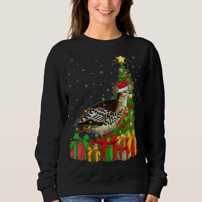 Quail Bird   Xmas Holiday Santa Quail Christmas Tr Sweatshirt (Front)