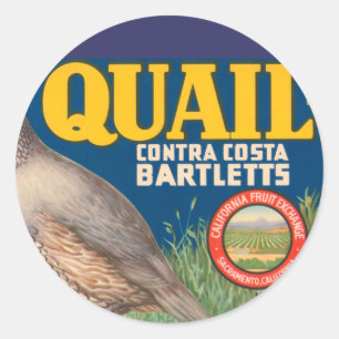 Quail Brand Contra Costa Bartletts Classic Round Sticker