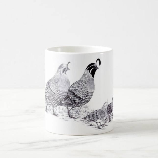 Quail Family Evening Stroll Coffee Mug (Center)