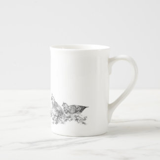 Quail Family Outting Bone China Mug