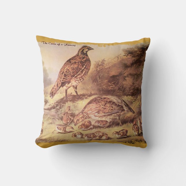 Quail Family Pillow (Front)