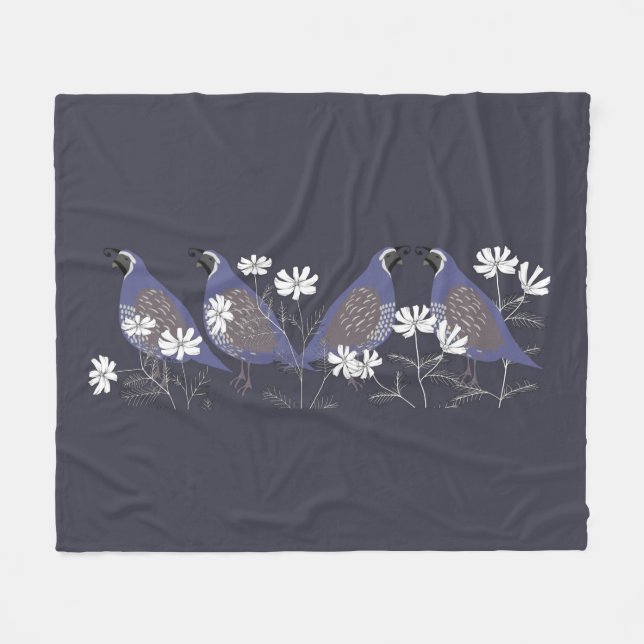 Quail Fleece Blanket (Front (Horizontal))