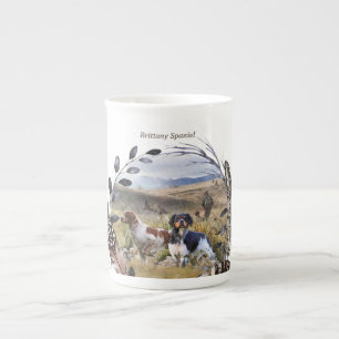 Quail Hunting with a Brittany Spaniels, Art Bone China Mug