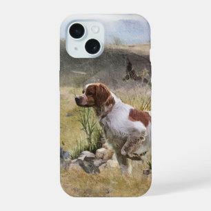 Quail Hunting with a Brittany Spaniels, Art iPhone 15 Case
