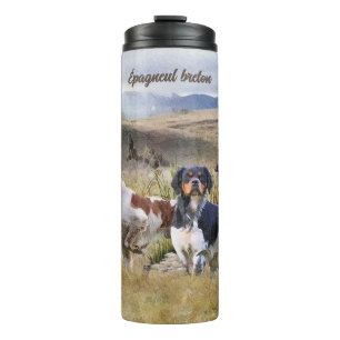 Quail Hunting with a Brittany Spaniels, Art Thermal Tumbler