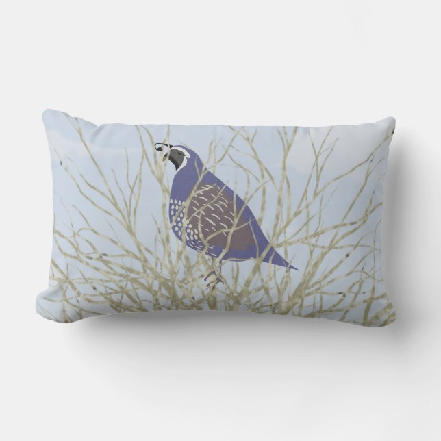 Quail Lumbar Throw Pillow (Front)