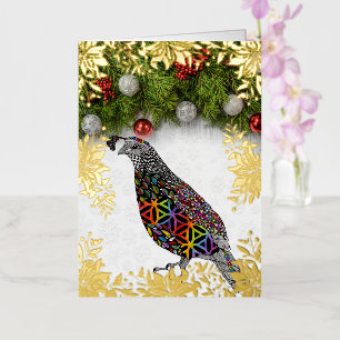 Quail Merry Christmas and Happy New Year Foil Holiday Card